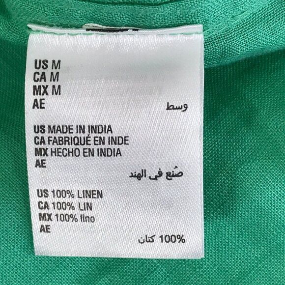 Club Room Luxury Linen Button Up Shirt Men's Size Medium Green Short Sleeve - Picture 9 of 11